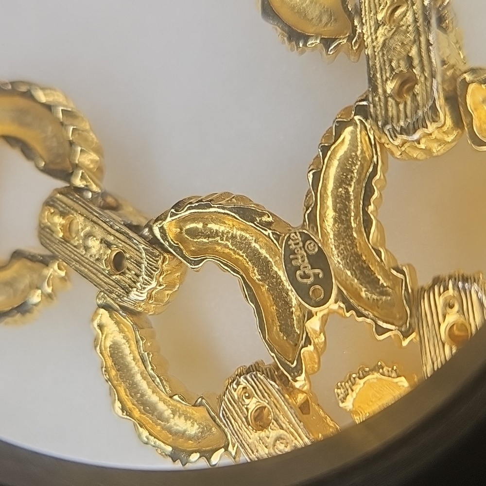 Vintage Pauline Rader Goldette 1970s Long Goldtone Rope Link Pendant Necklace - Picture 5 of 6
